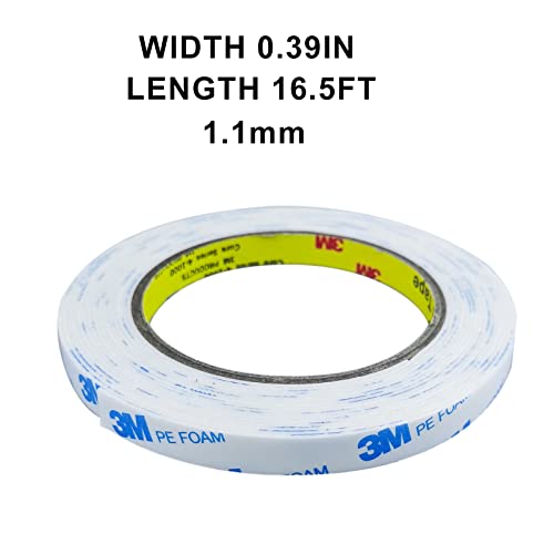 Double Sided Tape 0.39in x 16.5ft, Mounting Tape Heavy Duty, Removeable PE Foam Tape Strips, Strong Adhesive Tape Waterproof Free Damage for Paint Wall Picture Hanging Poster