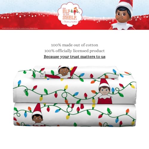 Franco Elf On The Shelf Holiday & Christmas Bedding Super Soft 100% Cotton Flannel Sheet Set, Twin, (Officially Licensed Product)