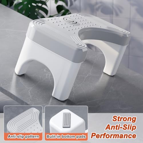 Recximi Toilet Step Stool Squat, Portable Foot Poop Stool for Bathroom Adults, 7 Inch Pooping Stool Toilet Leg Stand Raiser, Non-Slip Potty Stool Bench for Feet, Banco para Baño, Beige