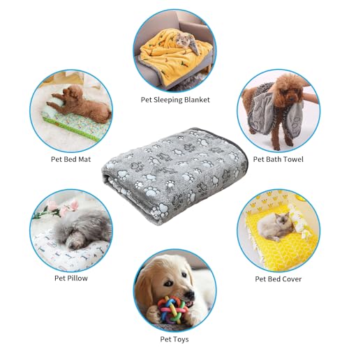 Glow Waterproof Dog Blanket, Pattern Printing Super Soft Warm Fluffy Facecloth Sofa Car Bed Protector, Urine Proof Washable Outdoor Pet Blanket for Puppy Large Dogs & Cats(paw40*30)