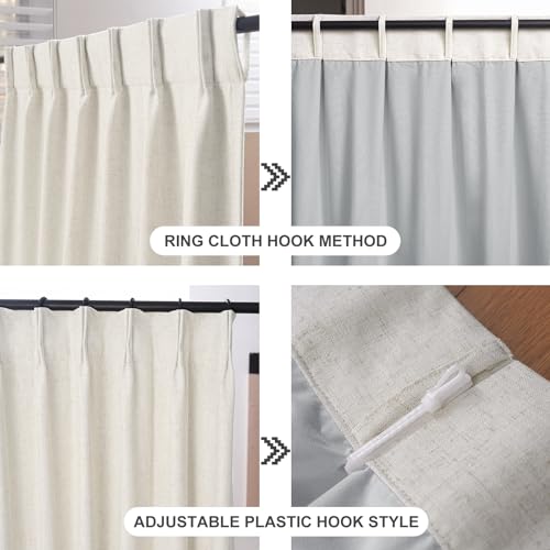 Red Thick 2-layer Linen Pinch Pleated Full Blackout Curtains for Bedroom - Two Pages Black Out Curtains 84 Inch Long 2 Panels Set for Living Room Darkening Thermal Window Curtains Drapes, 16 Hooks