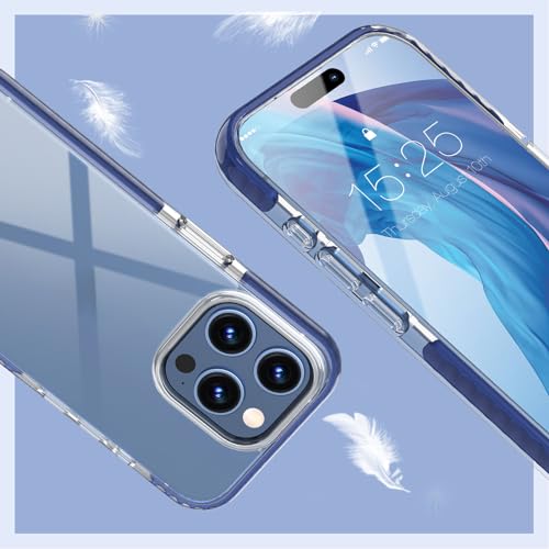 MATEPROX Compatible with iPhone 15 Pro Max Case, Clear Thin Slim Crystal Transparent Cover Shockproof Bumper Case for iPhone 15 Pro Max 6.7" 2023-Blue