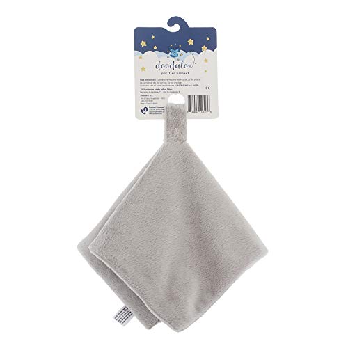 Doodalou Ultra Soft Cotton Minky Velboa Baby Blanket with Snap Closure for Pacifier or Teether, Machine Washable, 12 inch x 12 inch - Gray