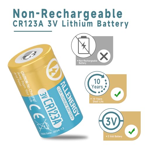 ALLENERGY CR123A 3V Lithium Battery CR17345 3 Volt 123A Batteries 6 Pack High Capacity, 10 Years Shelf Life