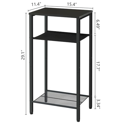Hoctieon 3 Tier End Table, Telephone Table, Tall Side Table with Storage, Small Nightstand for Small Spaces, Metal Frame, For Living Room, Bedroom, Sofa Couch, Hall, Easy Assembly, Black