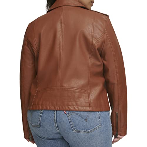 Levi's Women's Faux Leather Classic Asymmetrical Motorcycle Jacket (Standard & Plus Sizes), Camel, Small