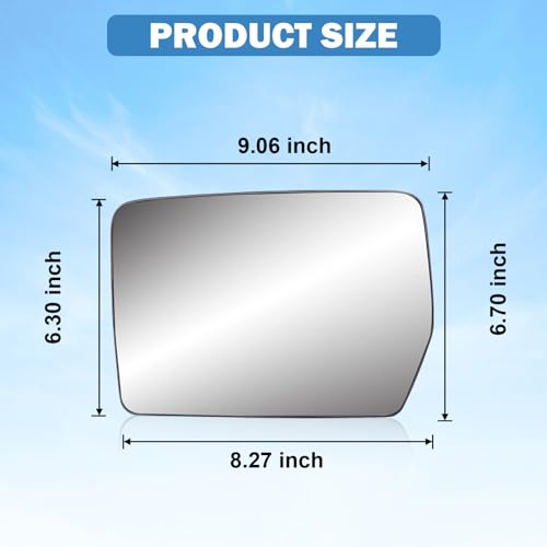 Driver Left Side Heated Mirror Glass Compatible with 2004-2014 Ford F150 - Exterior Side Rearview Convex Mirror w/backing Holder - Replace# 4L3Z-17K707-DB
