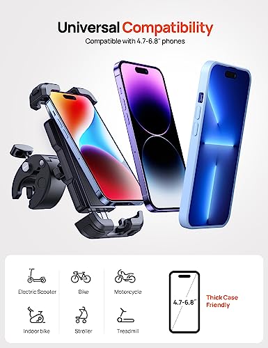 Aomiker Bike Motorcycle Phone Holder Mount - [2024 Quick Release] Bike Phone Holder Handlebar Clamp, Bicycle Scooter Phone Clip for iPhone 15 14 13 12 11 Pro Max Plus Mini, 4.7-6.8" Smartphone