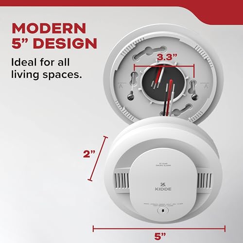 Kidde Hardwired Smoke Detector, 10-Year Battery Backup, Interconnectable, LED Warning Light Indicators