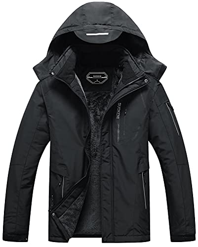SUOKENI Men's Waterproof Ski Jacket Warm Winter Snow Coat Hooded Raincoat Large