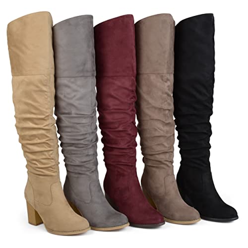 Journee Collection Womens Kaison Wide Calf Stacked Heel Over The Knee Boots - Wide Calf Grey - 9.5