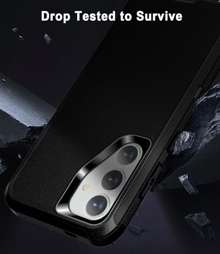 Paprose for Galaxy S23 FE Case,Full Body 3-Layer Rugged Shockproof Heavy Duty Protection Non-Slip Drop/Dust Proof Protective Cover Phone Case for Samsung Galaxy S23 FE 5G(2023),Black