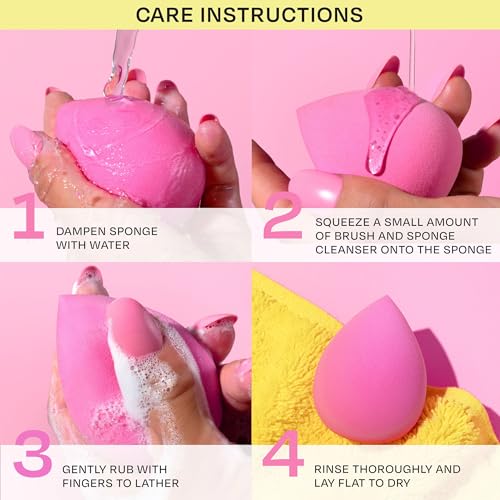 Freeman Blender Bender Makeup Sponge 8 Count Set, For Liquid & Cream Foundation, Precision Makeup Blending Sponges, For Natural, Buildable Coverage, Vegan, Cruelty-Free, & Latex-Free, Pink Sponge