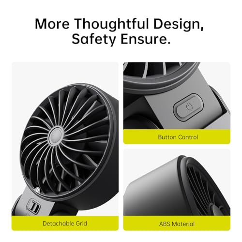 JISULIFE Handheld Fan Life7,2024 Powerful Portable Fan with LED Display,3600mAh,150°Folded,5 Speeds,Lanyard[13Hrs Max Cooling] 3-IN-1 Hand/Desk/Neck Fan,Travel Essentials Gifts for Women,Men(Black)