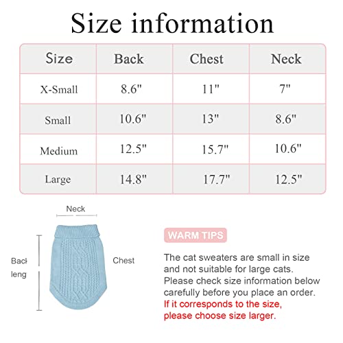 Jnancun Cat Sweater 16 Color Turtleneck Knitted Sleeveless Dog Sweater Warm Winter Kitten Clothes Outfits for Cats or Small Dogs in Cold Season(Yellow, Small)