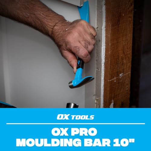 OX Tools 10" Molding Bar Cats Paw Nail Puller Tool with Wide Chisel Blade - Non-Slip Grip Multi-Purpose Beveled Claw with Hammer Head - Multi-use Mini Pry Bar for Trim and Nail Removal OX-P083110