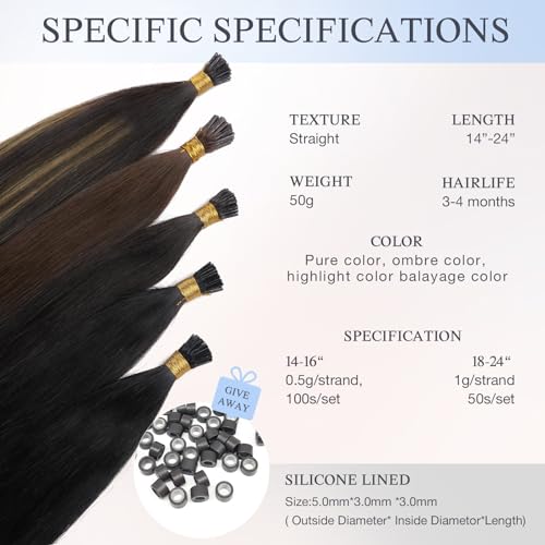 DOORES U Tip Extensions for Women, 14 Inch 50g/50s, Dark Brown Short Hair Extensions Real Human Hair Invisible Natural Hot Fusion Hair Extensions