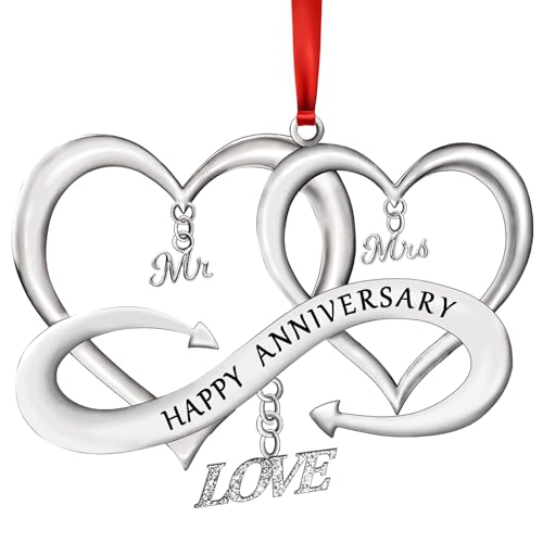 Happy for Wife Girlfriend Her Women, Metal Heart as Mr Mrs Ornaments, Newlywed Keepsakes Gift Birthday Valentines Day Decoration