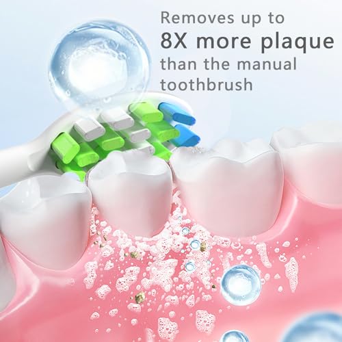 JTF Sonic Electric Toothbrush for Adults - Teeth Whitening Toothbrush with 6 Brush Heads and a Travel Case, Fast Charging for 60 Days Use Waterproof Toothbrushes, Black