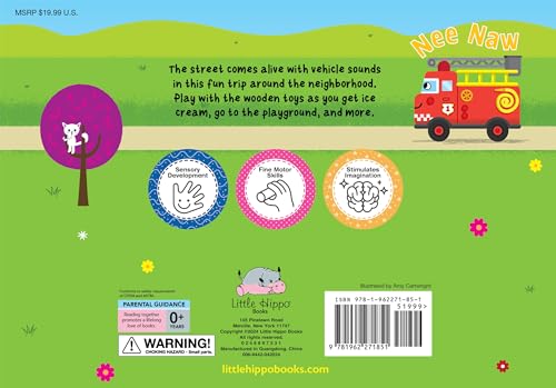 Little Hippo Books In the Neighborhood | Interactive Toddler Books with Wooden Toys for Kids | Vehicle Board Books & Kids Books | Vehicle Baby Book and Baby Toy