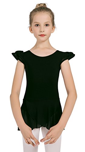 DANSHOW Ballet Leotards for Girls Long Sleeve Toddler Dance Skirt Dress,Crisscross Back,Double Hem Skirt(2142-L-09)