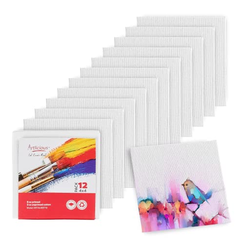 Artlicious Canvases for Painting - Pack of 12, 12 x 16 Inch Blank White Canvas Boards - 100% Cotton Art Panels for Oil, Acrylic & Watercolor Paint