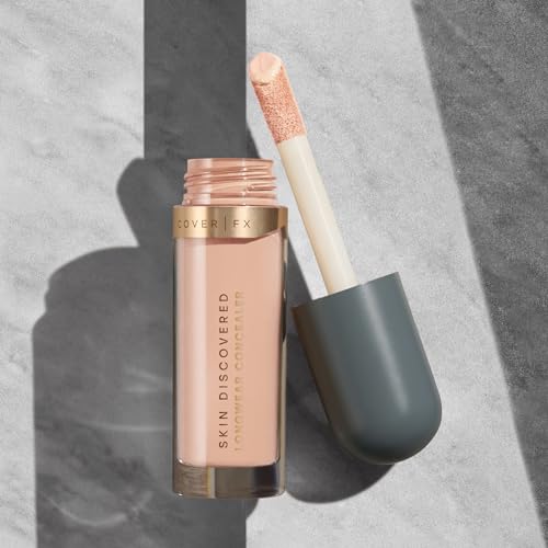 COVER FX Skin Discovered Longwear Full Coverage Concealer | Buildable Crease-Resistant High Coverage Formula Conceals, Corrects, and Brightens, | F1- Fair to light Neutral Peach Undertones