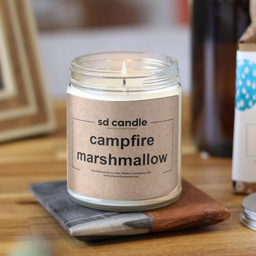 Campfire Marshmallow Scented Candle - 9oz Natural Eco-Friendly Handmade Soy Wax Candle by Silver Dollar Candle Co.