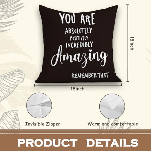 NATSUNO You are Awesome Gifts,Black Pillow Cases 18X18,Inspirational Pillows,You are Amazing Gifts for Women,Inspirational Gifts for Women,Encouragement Gifts for Women(Black)
