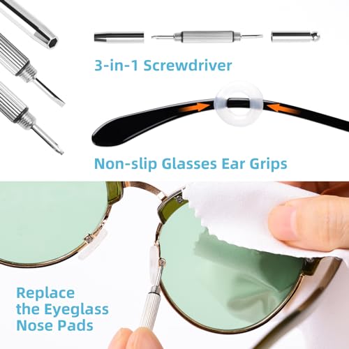 Edglete Glasses Cleaner Kit Eyeglass Cleaner - Anti Fog Eye Glass Cleaners Spray with Microfiber Lens Cleaning Cloth, Glasses Repair Kit with Screws, Portable Travel Eyeglasses Cleaning Kit with Case