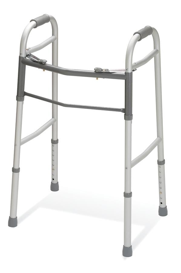 Two-Button Folding Walkers Without Wheels, 300 lbs Weight Capacity - Robust & Adjustable Mobility Aid for Elderly and Disabled Individuals