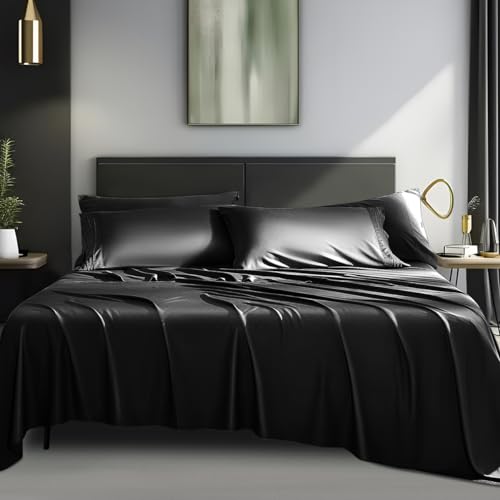 Shilucheng King Size Bed Sheets Set Microfiber 1800 Thread Count Percale Super Soft and Comforterble 16 Inch Deep Pockets - 4 Piece (King,Coral)
