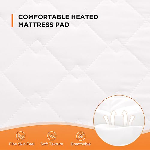 Westinghouse Heated Mattress Pad Twin, Comfortable Electric Mattress Pad with 10 Heating Settings & 1-12 Hours Auto Shut Off, Fit Up to 15" Deep Pocket, Twin Size 39"x75"