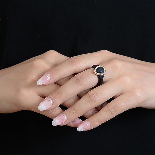 Rinfit Silicone Rings Women - Promise Ring, Silicone Wedding Bands for Her - Metal Framed Silicone Pear -Pack O: White/Silver & Pink/Rose Gold, Size 5