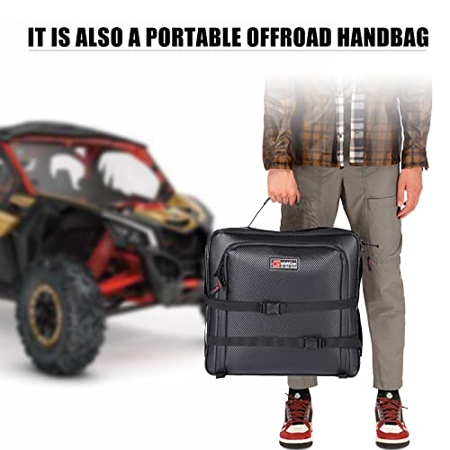 Hutexico Maverick X3 Storage Bag, 1680D UTV X3 Under Seat Bag Accessories, Underseat Gear Bag for Can-Am Maverick X3 2017-2023 Easy to Carry Waterproof Tool Bag with Mounting Strap (Black)