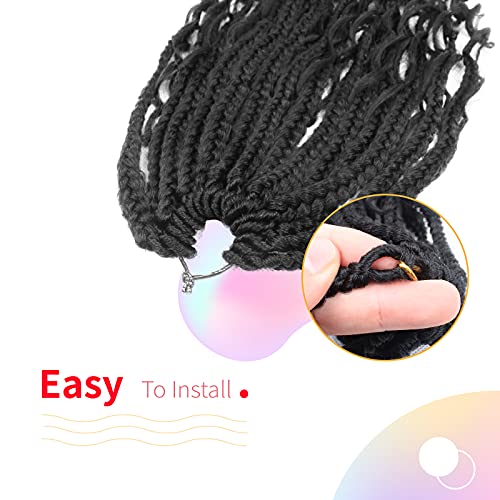 Niseyo Goddess Box Braids Crochet Hair 12 Inch 8 Packs Short Crochet Box Braids Pre Looped Curly Ends Gray Boho Style Synthetic Hair (Tgrey/Ombre Grey)