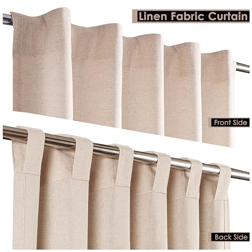 Limecasa,Farmhouse Curtain in Linen 50x84 Natural, Linen Cotton Curtains, 2 Panels Tab Top Curtains, Room Darkening Drapes, Curtains for Bedroom, Curtains for Living Room, Natural Curtain Set of 2