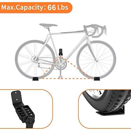WALMANN 2 Pack Bike Pedal Hanger Wall Mount, Heavy Duty Horizontal Bike Rack for Garage Wall, Bike Display Stand for Home Holds Up to 70LBS