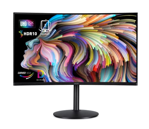 Acer EI322QK Abmiiiphx 31.5" 1500R Curved UHD (3840 x 2160) Monitor | Adaptive-Sync Support | 90% DCI-P3 | HDR 10 Support | 1 x Display Port 1.2, 2 x HDMI 2.0 Ports & 2 x HDMI 1.4 Ports,Black