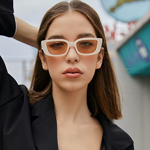 FEISEDY Small Rectangle Sunglasses for Women Men Vintage Trendy Y2K Rectangular Sunglasses B9066