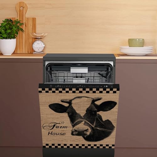 Farmhouse Cow Magnet Sticker Dishwasher Cover for Front Door,Refrigerator Magnet Cover, Dishwasher Covers Decorative(23 x 26 Inches)