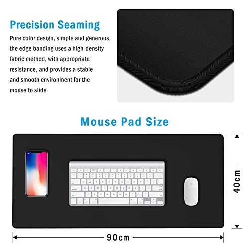 Anpollo Gaming Mouse Pad Large XXL (35.4×15.75×0.12in) Thick Extended Mouse Mat Non-Slip Spill-Resistant Desk Pad with Special-Textured Surface, Anti-Fray Stitched Edges for Keyboard, PC - Black