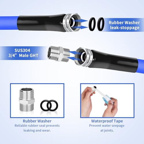 75FT Heated Water Hose for Rv, (5/8" ID) Hose Water Heater with Energy Saving Thermostat to Keep Water Running in Down to -45℉ Lead and BPA Free Designed for RV/Camper/Home/Garden