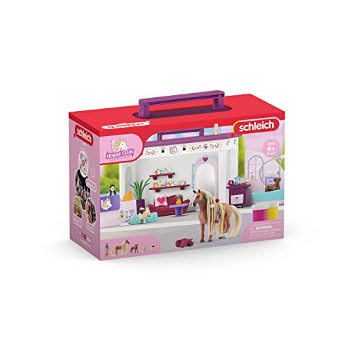 Schleich Horse Club Sofia's Beauties Pet Salon 66-Piece Playset - Includes Horse Figurine, Caretaker, Puppy Friends, and Animal Salon Plus Accessories for Boys and Girls, Gift for Kids Age 4+