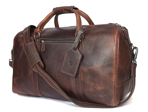 Leather Travel Duffel Bag | Gym Sports Bag Airplane Luggage Carry-On Bag | Gift for Father's Day By Aaron Leather Goods (Blue) 20 x 11 x 9 Inch