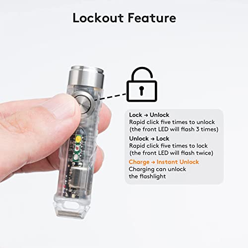 RovyVon 4th Aurora A8 USB-C EDC Flashlight, 90 CRI 5000K, Max 420 Lumen Rechargeable Keychain Light, Momentary On, Lock Mode, Magnet Accessories, for Checking Outdoor(365nm/Red/White)