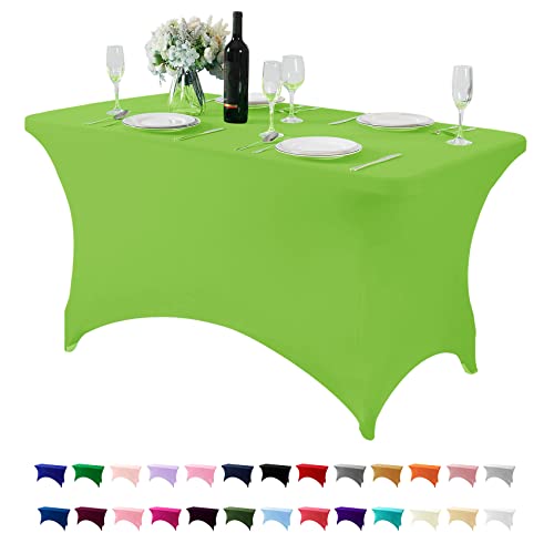 Hezuzo Spandex Table Cover for 6Ft Table Universal Fitted Stretch Tablecloth for Party, Banquet, Wedding and Events-Ivory