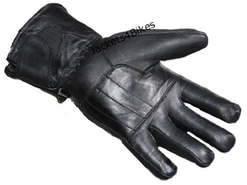 Men’s Winter Gauntlet Motorcycle Gloves, 100% Natural Sheep Leather, Thinsulate Thermal Heated Lining, Full Windproof Cold Weather Water Resistant, Reinforced Warm Biker Driving Glove Black S