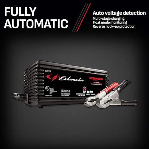 Schumacher Electric Battery Charger and Maintainer, 3-in-1, SC1319 - Fully Automatic, 1.5 Amp, 6 Volt and 12 Volt for Car, Power Sport and Marine Batteries