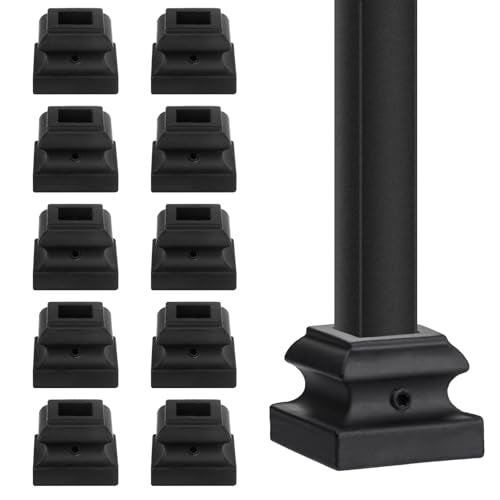 Senmit Iron Baluster Shoes - Flat Shoe with Screw - for Use with 1/2" Square Balusters - Set of 10 (Satin Black)